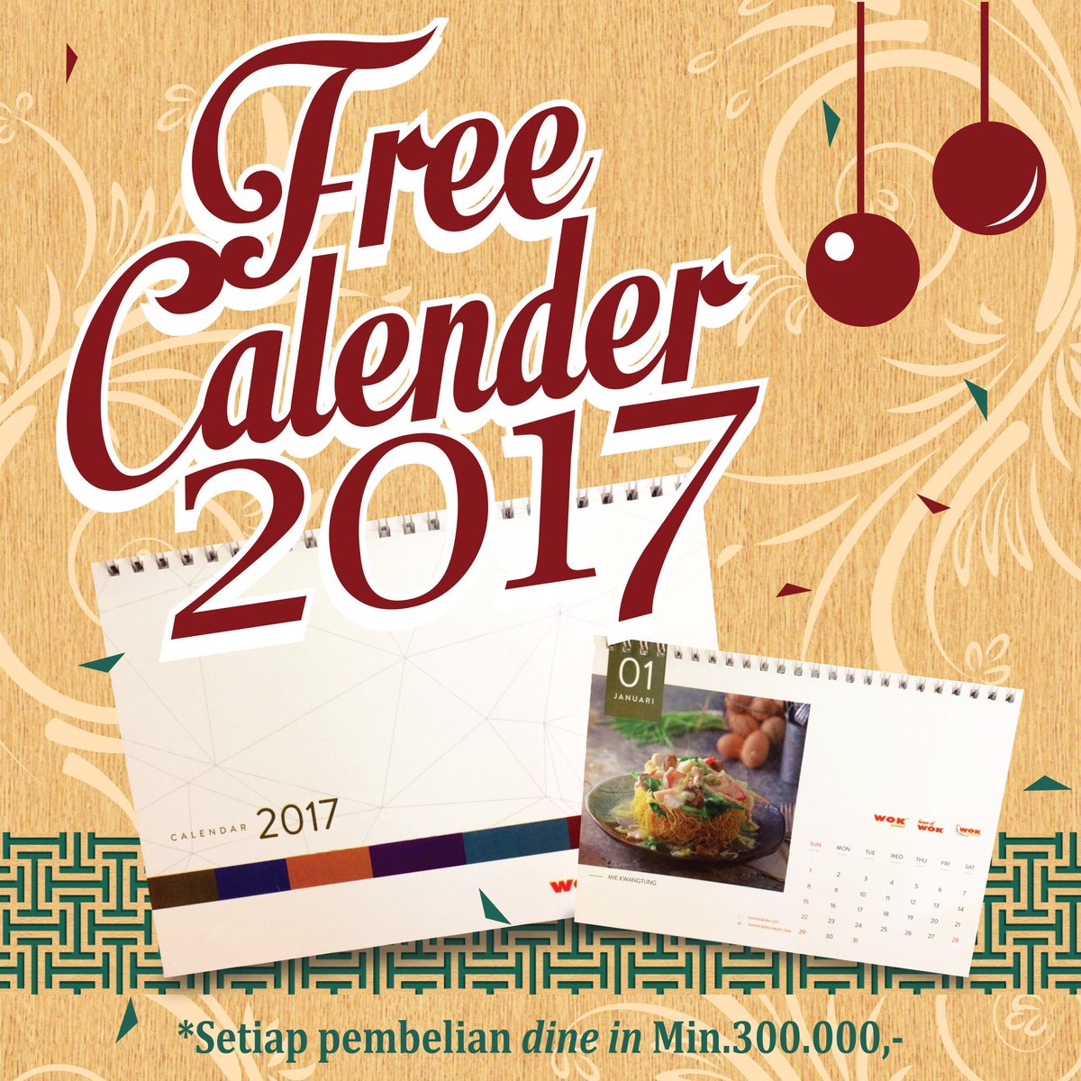 RestaurantWok's tweet photo. free calender for every purchased minimal 300.000 . lets eat and get it! https://t.co/LWQ3DT5Tb7