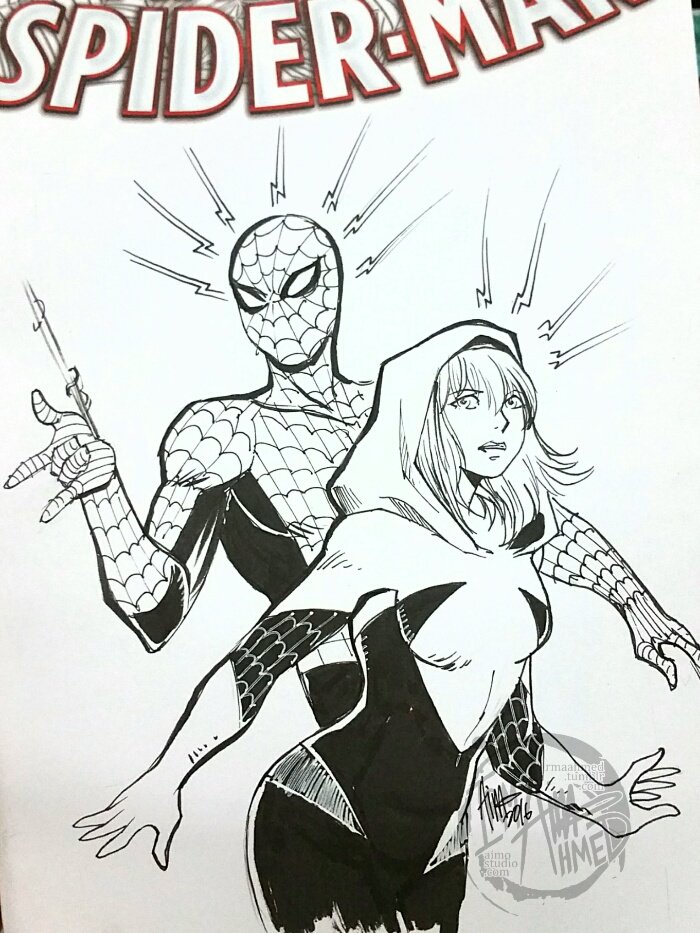 aimoahmed's tweet photo. #ComicFiesta2016 Commissions: On d 3rd day of Xmas, my true love gave 2 me, Spidey, Gwen & Two Catfighting Harleys #art #copicmarkers #コピック https://t.co/4KUDmeA5AV