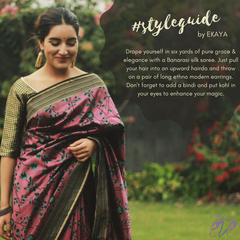 Spread the magic with these #stylingtips by <a href="/ekayabanaras/">Ekaya</a>. Don't you think a #Banarasi #silk saree is the perfect way to define elegance?