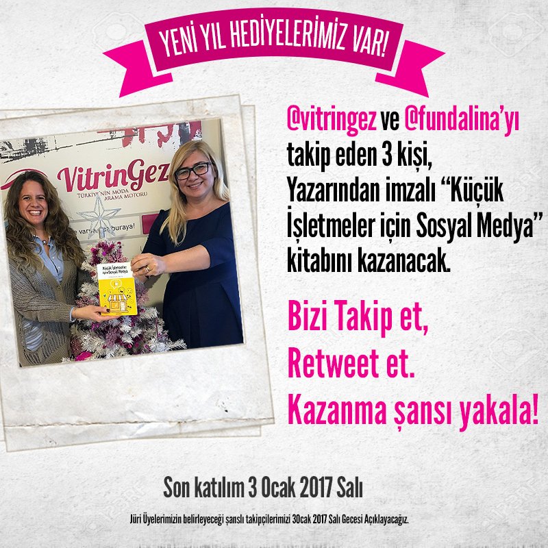 vitringez's tweet photo. Bu tweetimizi RT eden 3 takipçimiz, @fundalina’dan imzalı “Küçük İşletmer için Sosyal Medya” kitabını kazanacak. 🎁
#çekiliş #çekilişvar https://t.co/mA26akRabp