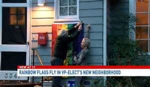 glokeller's tweet photo. #MikePence receives colorful reception in new neighborhood 
photo~washingtontimes  

#RainbowFlag       #LGBTPride https://t.co/wbZs56DGGz