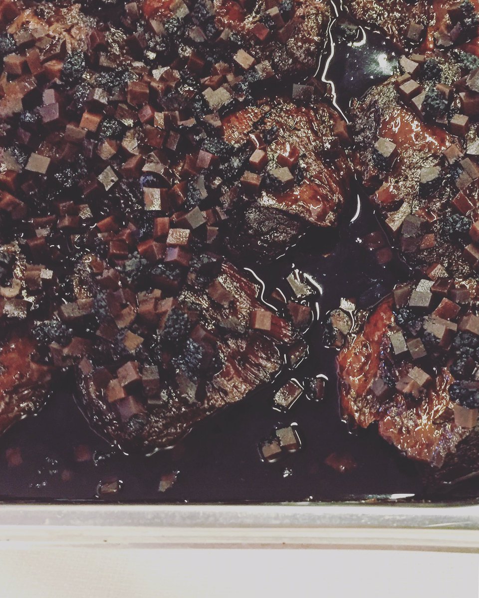 Chubby cheeks of Grambogård veal, braised tender in port, with our very last truffle noir - for the Guns of Fænø <a href="/fskouboe/">Flemming Skouboe</a>