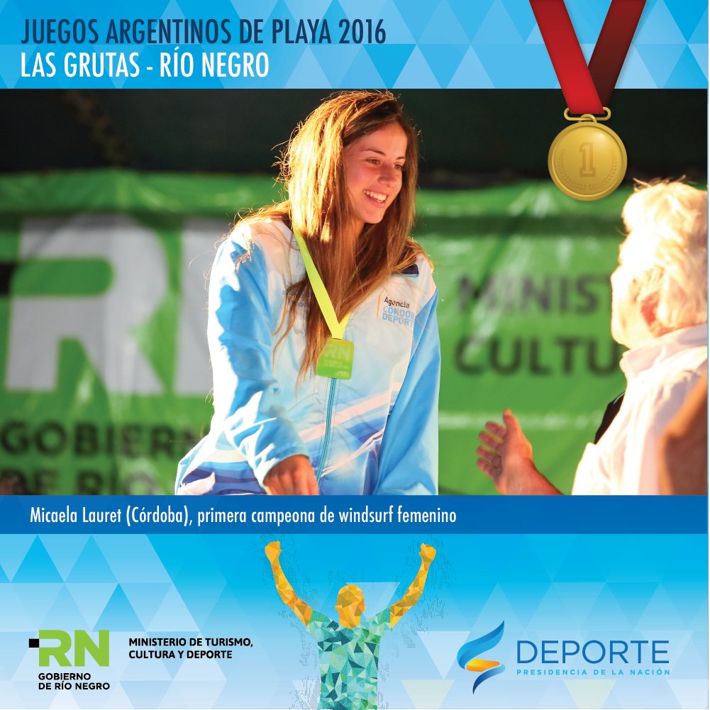 #BuenMartes En los #JuegosPlaya2016 el windsurf tuvo supremacía cordobesa. Mariano Reutemann y Micaela Lauret, 1ros campeones en Las Grutas