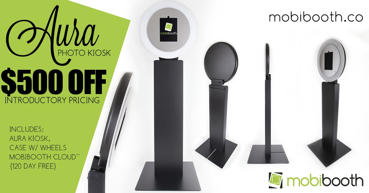 mobibooth's tweet image. Meet the Mobibooth Aura the ultimate ring light based photo kiosk! Year end pricing $1,995 bit.ly/aurabooth #meettheaura #mobibooth