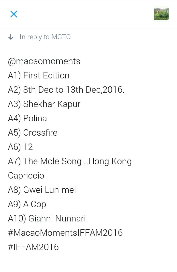haarveenkaaur's tweet photo. @macaomoments 
My answers team 👇 

 #MacaoMomentsIFFAM2016 #IFFAM2016 #Macao #contest 
🙏 #WishToWin 🙏 https://t.co/m36aA9Dn6A