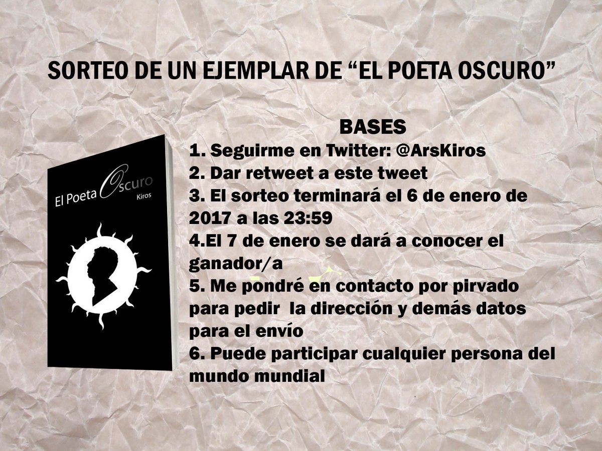 ArsKiros's tweet photo. ¡Sorteo de un ejemplar de "El Poeta Oscuro"! 🙂 https://t.co/QufRTKXdvZ