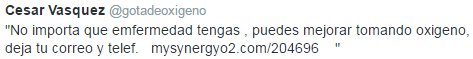 No importa que emfermedad tengas , puedes mejorar tomando oxigeno, deja tu correo y telef. 