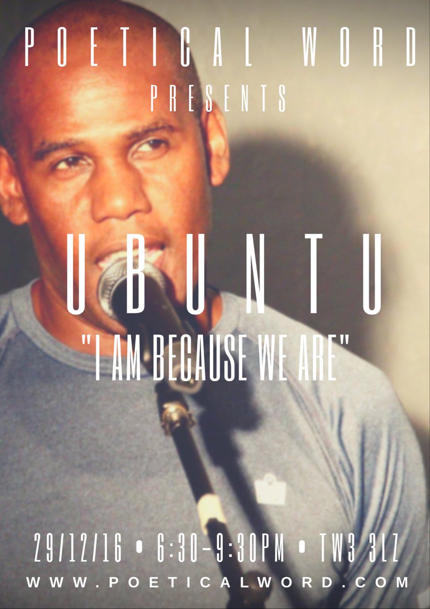 UBUNTU will now take place at Il Bebos-  62 Staines Road, Hounslow TW3 3LZ
facebook.com/IlBebos/ #Hounslow #Creative #CommUnity #Poetry