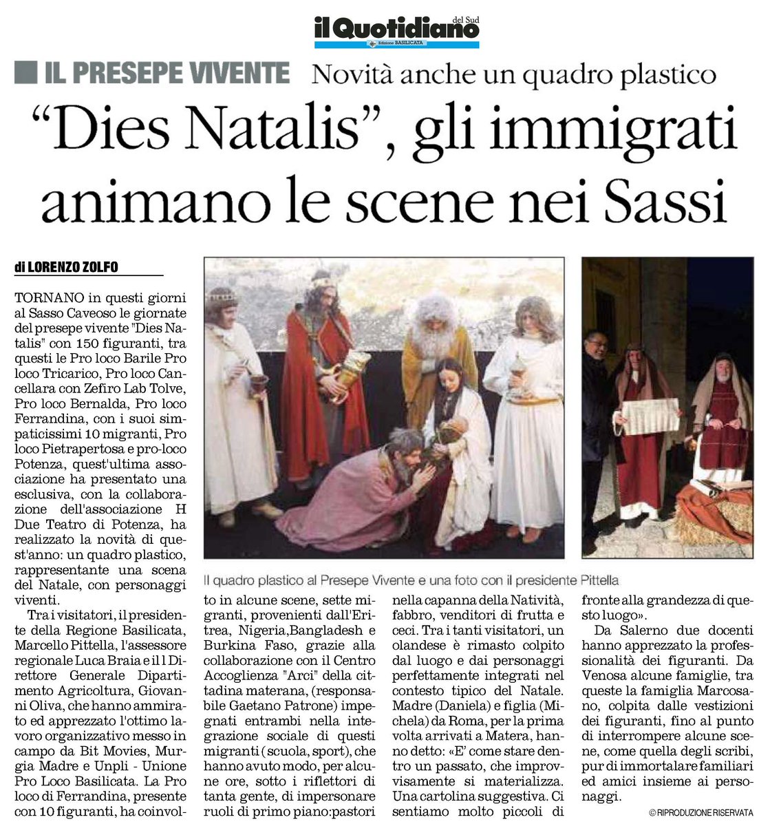 Un #Presepe davvero #cristiano con gli #immigrati in scena. Il 30 dicembre nuovo appuntamento nel #Sasso Caveoso Infotel: 800-598252