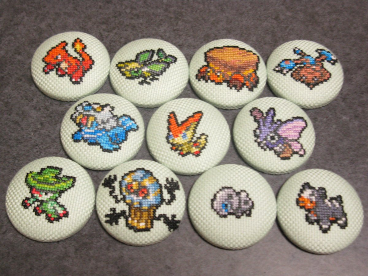 フィン Na Twitterze 7 1 16年に作った手芸を一部振り返ってみる ポケモン くるみボタン刺繍編 本当はもっと作成しましたが画像データが一部消失 一つ作り上げることに そのポケモンの特徴などを改めて知ることができて楽しかったです