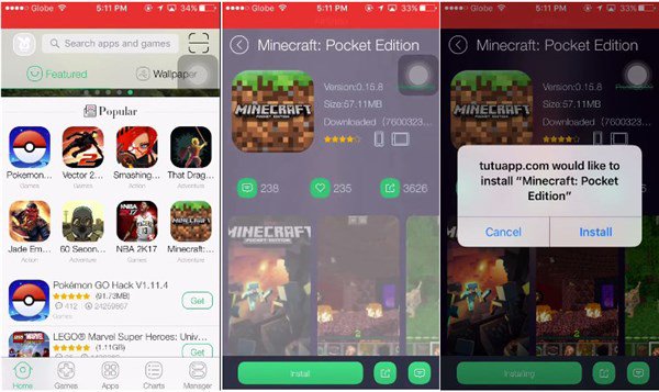 Free Download Tutuapp Minecraft PE Without jailbreak, Download for