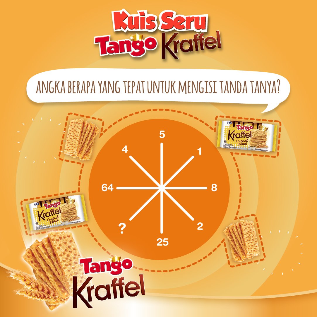 WaferTango's tweet photo. #KuisSeruTangoKraffel
Berapa angka yang tepat untuk mengisi tanda Tanya?
Menangkan 3 paket menarik untuk 3 pemenang!
1/3 https://t.co/036dC4zHMD