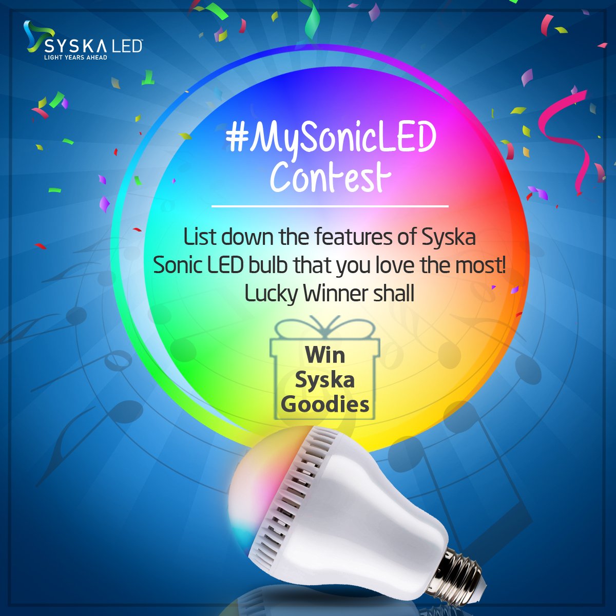 SyskaWorld's tweet photo. #ContestAlert
How about welcoming #NewYear in Colourful & Musical Style? Ah! How do you do that? Participate in #MySonicLED Contest π https://t.co/GcuECeOqyD