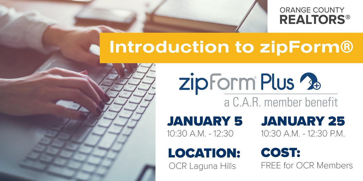 the_ocrealtors's tweet image. Start 2017 off right with our Introduction to zipForm® Plus classes. It’s a FREE member benefit. ocar.org #ocarinfo #zipForm