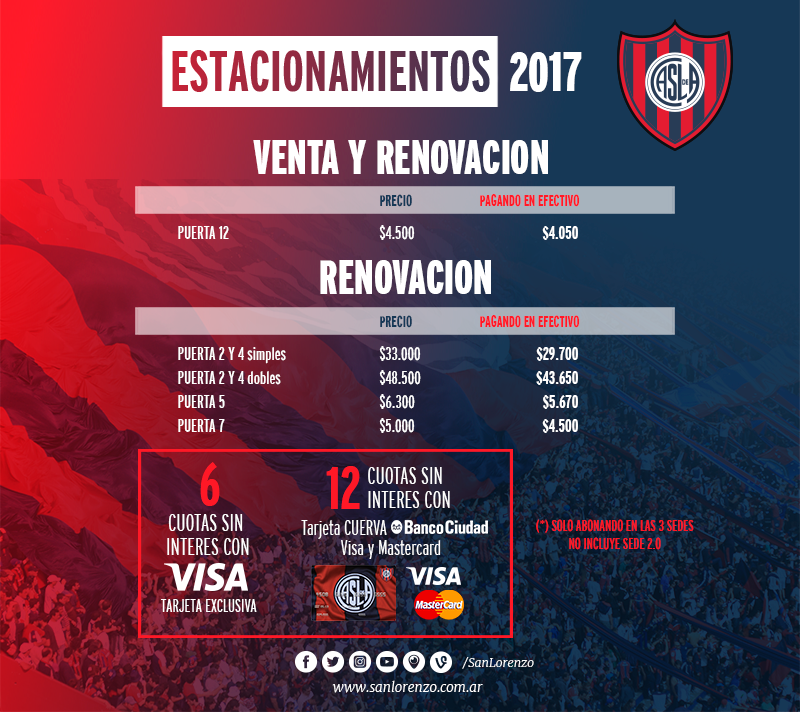 SanLorenzo's tweet photo. 🚗🚘 ¿Ya renovaste tu abono a estacionamiento? Pasá por las sedes. También hay venta para la puerta 12 ➡️ https://t.co/z5h03Nmdmo 🚗🚘 https://t.co/sWUQUqN9u9