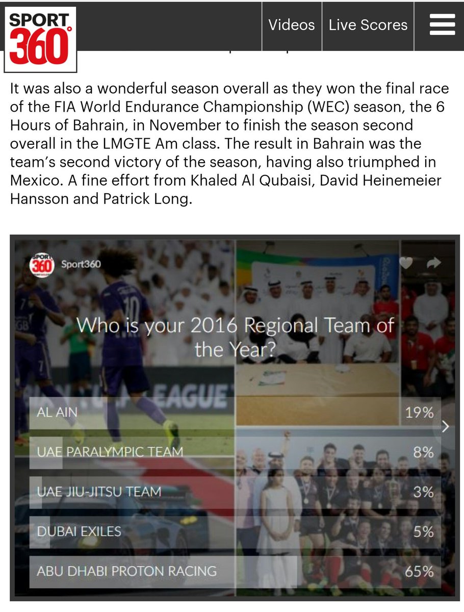 AbuDhabiRacing1's tweet photo. #360Awards @Sport360 
🎉REGIONAL TEAM OF THE YEAR:
ABU DHABI-PROTON RACING 🙌
Thank you guys for voting👍😊
#AbuDhabiRacing
@GT_Racer_UAE https://t.co/GCJzhXIq61