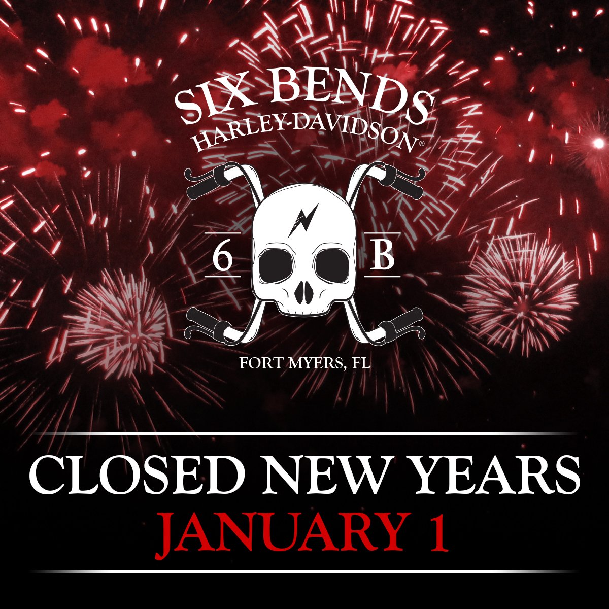 sixbends's tweet photo. Just a reminder that we will be closing early (3pm) on December 31st! Lets ride into the new year safely. #HappyHarleyDays #2017 https://t.co/XsvWQi42XC