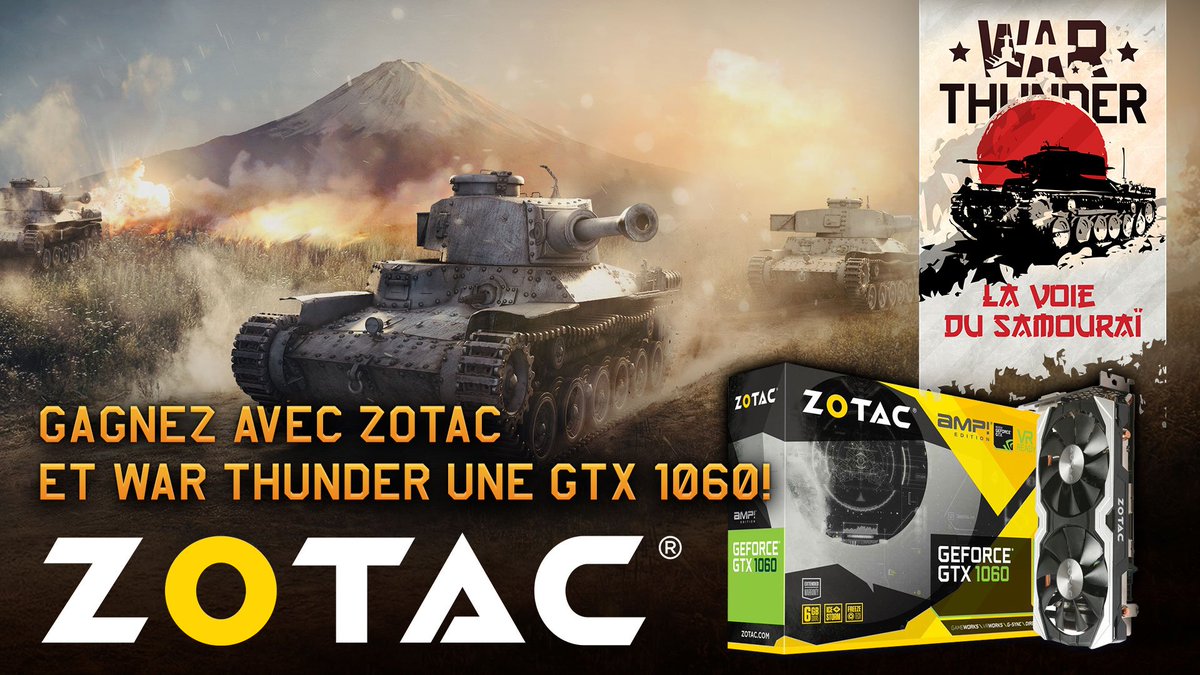 WarThunderFR's tweet image. Une #ZOTAC GTX 1060 surpuissante à gagner avec #WarThunder! Like &amp;amp; Retweet ce message pour participer! bit.ly/WT_GTX1060
