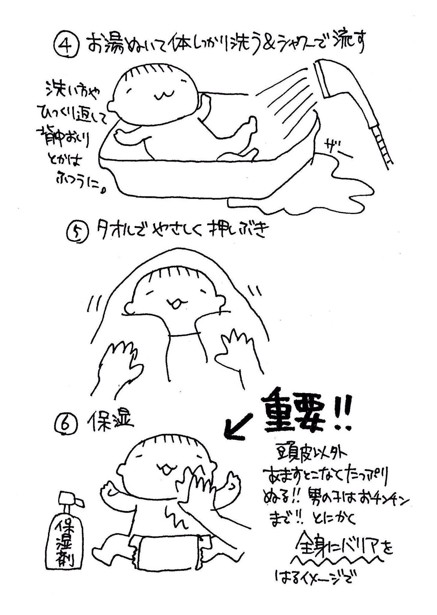 タコ 三姉妹6 4 2歳 第二子の産院で習った沐浴法 1ヶ月健診で乳児湿疹出てる子ほとんどいません と自信を持ってすすめられた 実際第一子の時より肌の状態良いし 今日の1ヶ月