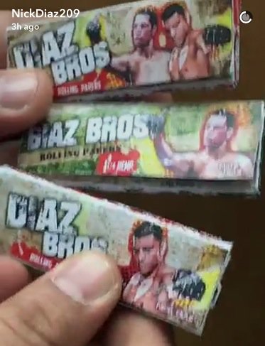 MikeBohn's tweet photo. So @NickDiaz209 and @NateDiaz209 have been immortalized through their own rolling papers (via Nick's Snapchat). https://t.co/nsB3KxJ8fA
