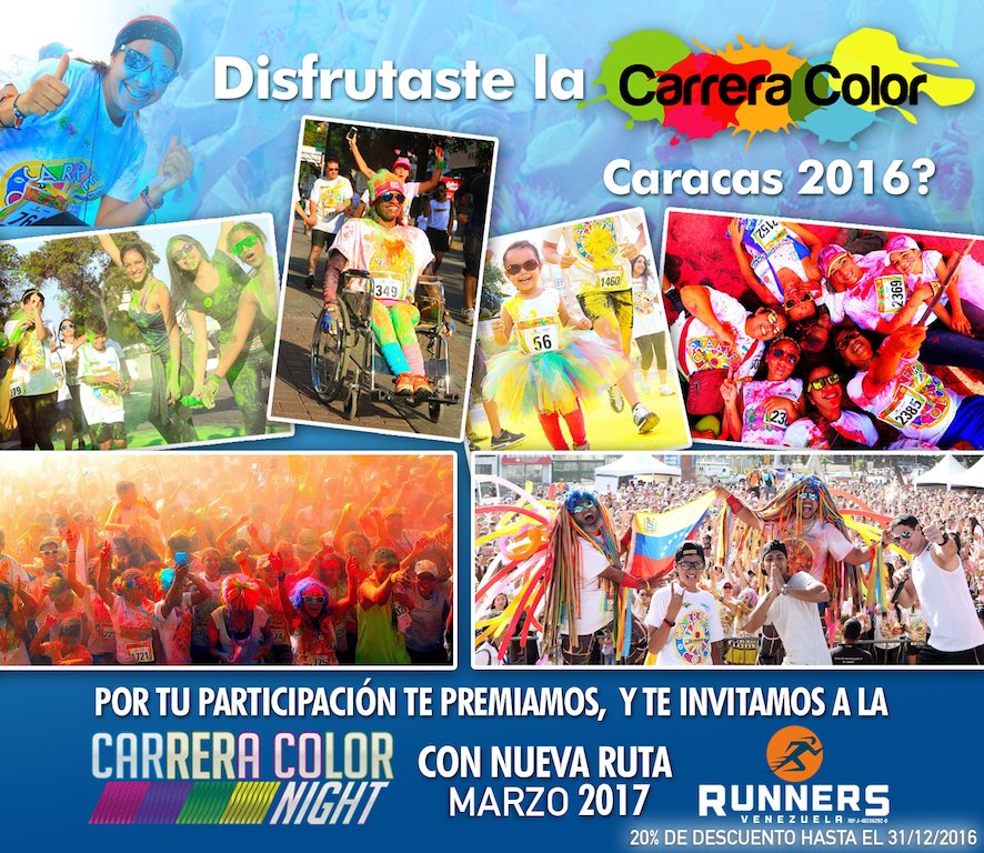 CarreraColor's tweet image. Disfruta de un 20% de descuento en la #CarreraColorNightCCS válido hasta el 31/12 ¡APROVECHA! Inscríbete aquí —&amp;gt; goo.gl/ojBhFi