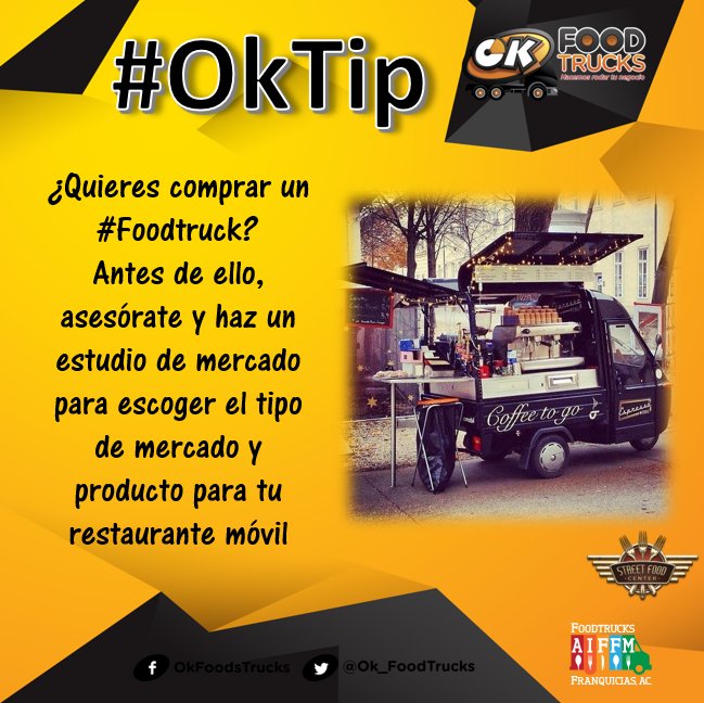 #Ok #Tip Antes de adquirir tu #Foodtruck debes tomar en cuenta el concepto al quieres apegarte, esto mediando un estudio de mercado.