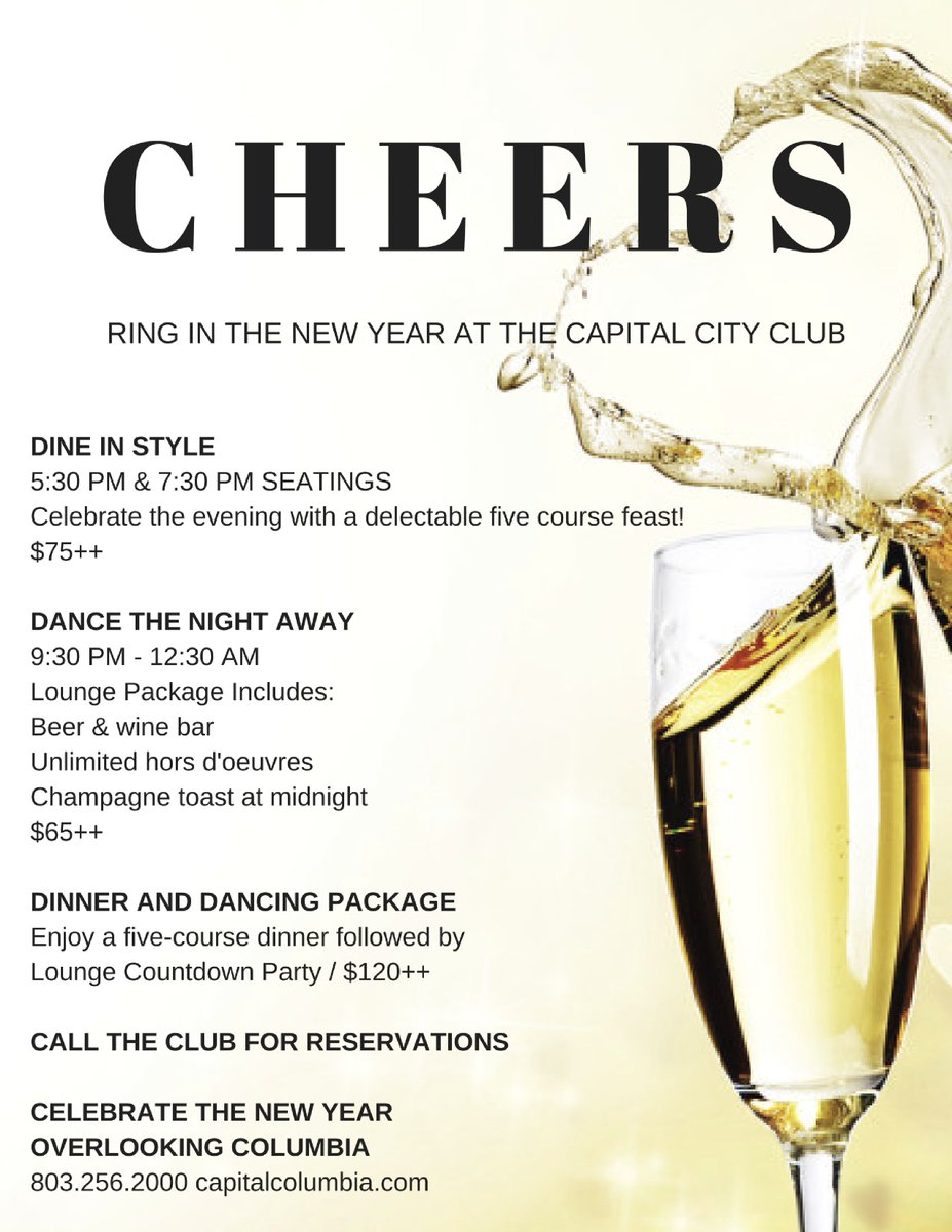 2016 is quickly coming to a close! Come &amp; ring in the New Year overlooking Columbia! Call the Club at 803.256.2000 to reserve your spot!