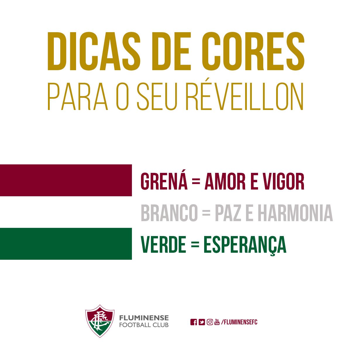 FluminenseFC's tweet photo. Para começar bem 2017, que tal vestir as três cores que traduzem tradição? Que elas sirvam de inspiração para o Ano Novo! #SomosFluminense https://t.co/WMw8e9jbe2