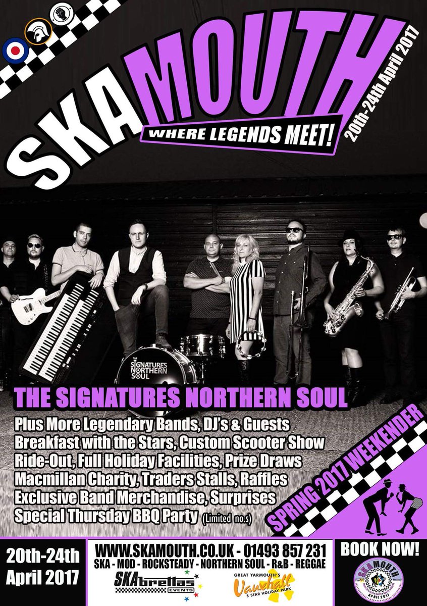 <a href="/thesignaturesuk/">The Signatures, Band</a> <a href="/Skamouth/">Skamouth</a> #SkamouthApril 2017. Book now!