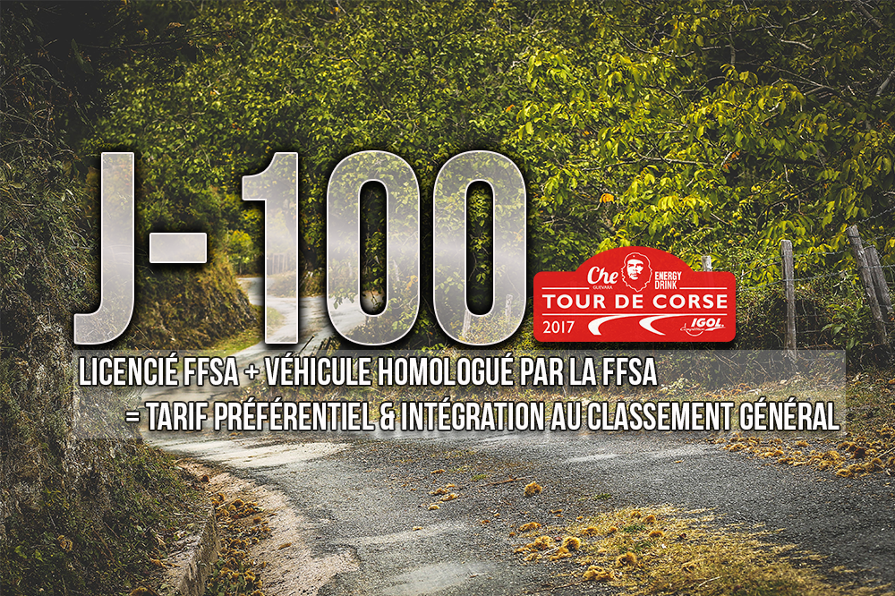 TourdeCorseWRC's tweet photo. J-100 avant le Che Guevara Energy Drink #TourdeCorse !
Vous êtes licencié et possédez un véhicule homologué FFSA ? Participez à l'épreuve 🏁 https://t.co/J19VpIiNWX