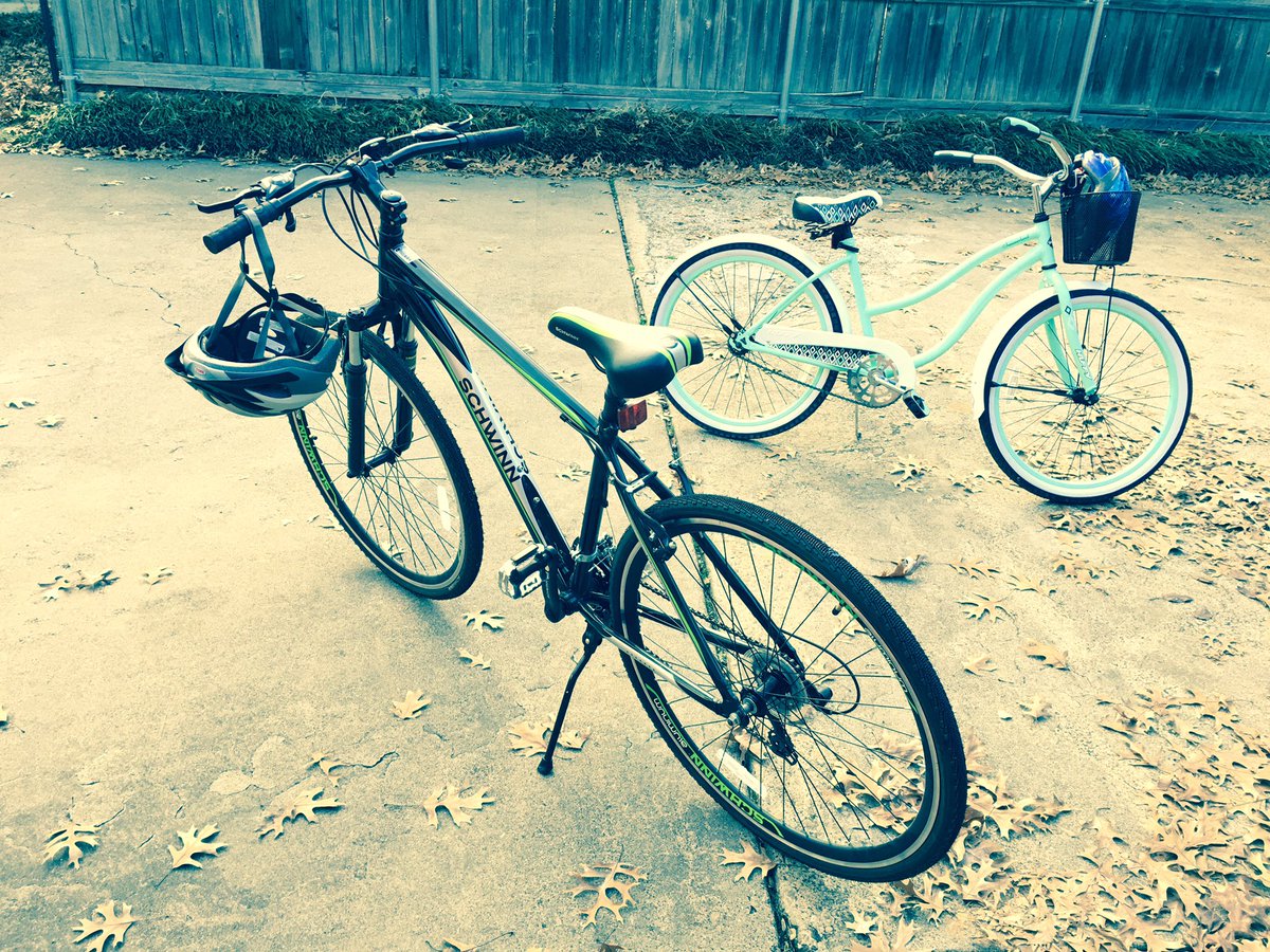 courtneyrjoyner's tweet photo. I love @RidePeloton but daughter got @HuffyBicycles for Christmas. So I got @RideSchwinn today. Great ride! #texasindecember https://t.co/So2qwsjgYa