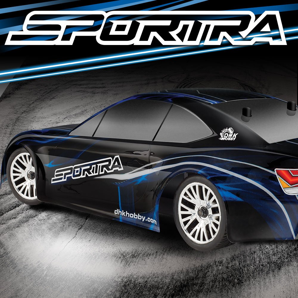 Sleek, Slammed and Speedy! DHK's 1/10th sale Sportra RTR puts power to the ground through all 4 tires with this 4WD next-generation sedan.