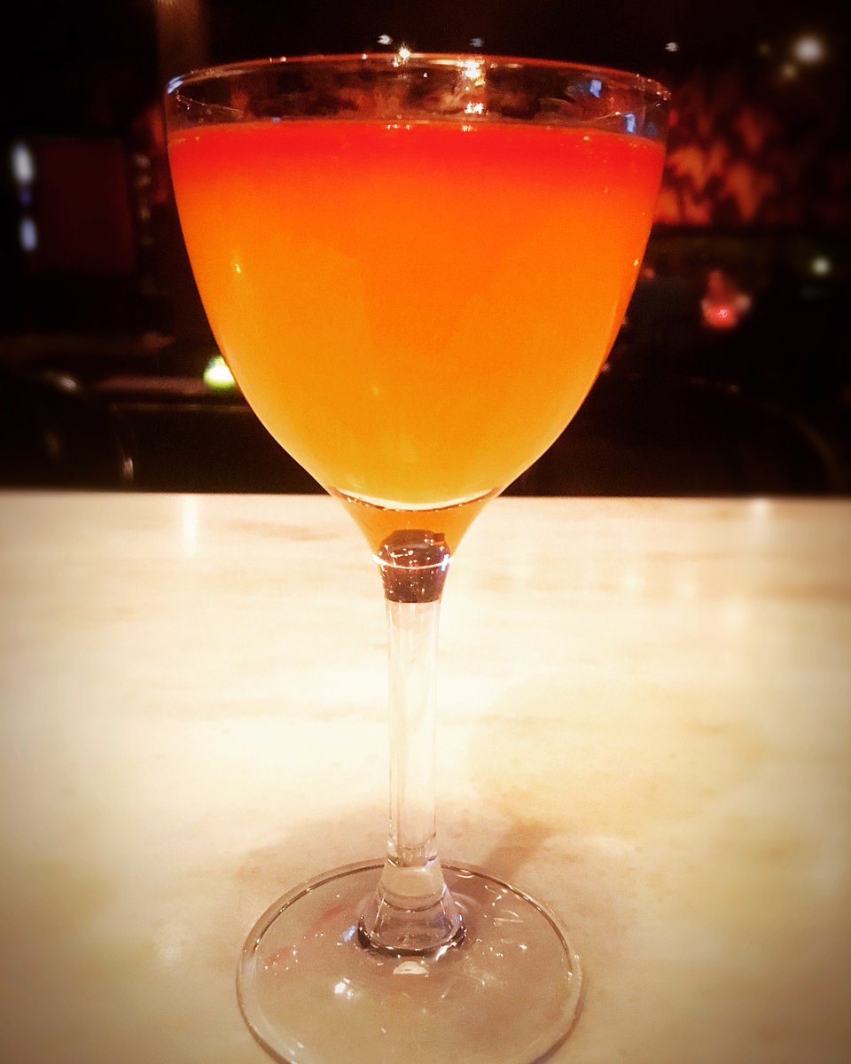 “Last Word”: Mezcal, Green Chartreuse, Luxardo Maraschino liqueur, passionfruit, Peychaud’s float