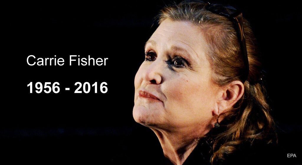 jarbearroberts's tweet photo. 2016 claims another amazing sole. Rest In Peace Carrie Fisher and may the force be with you https://t.co/3nCFLlfOcc
