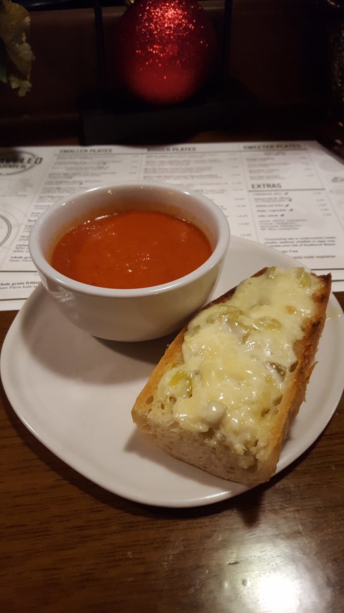 Classic comfort food! <a href="/ChefRaconteur/">Jay Pierce</a> is spoiling me with his tomato soup and "not" pimento cheese toast.