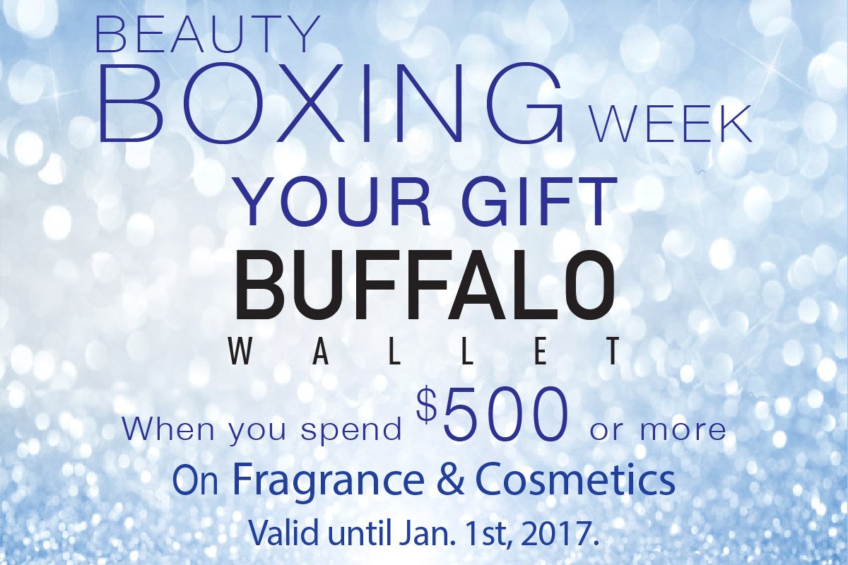 tunneldutyfree's tweet image. The Holiday Beauty Event comes with a #bonus!! Spend $500 on #beauty products and receive a free Buffalo wallet!#spendmoresavemore #dutyfree