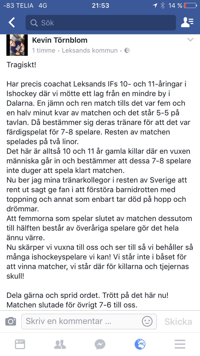 Vi MÅSTE få bort det här från all barnidrott! Sprid ordet #twittpuck #trekronor #leksandsif #shl #ishockey