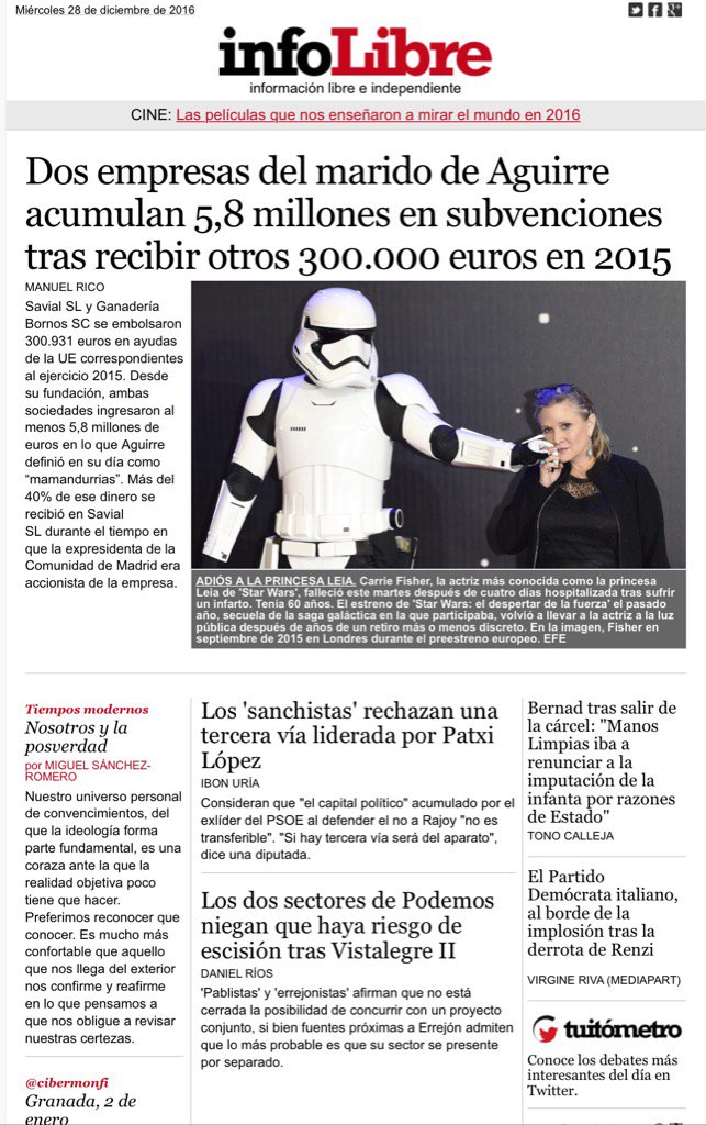 Portada de <a href="/_infoLibre/">infoLibre</a> para soci@s: las 'mamandurrias' acumuladas por el marido de #Aguirre infolibre.es/noticias/polit…