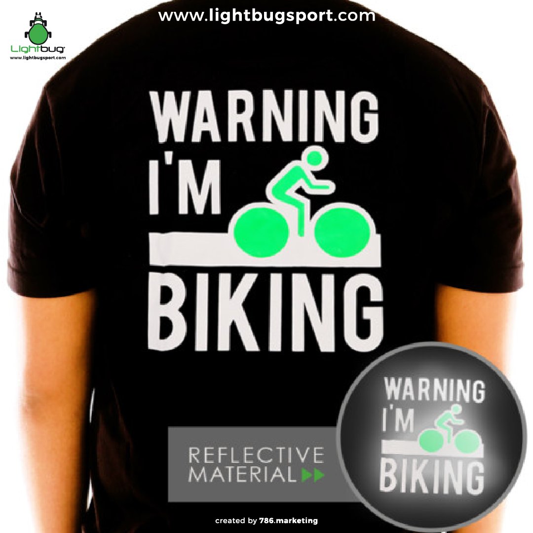 lightbugsportwg's tweet photo. Unisex Reflective “Warning, I’m Biking” T-Shirt for $29.99. On: https://t.co/NlxamiJtxy 

#LightBugSport #Safety #Training #Running https://t.co/citAjZz9qn