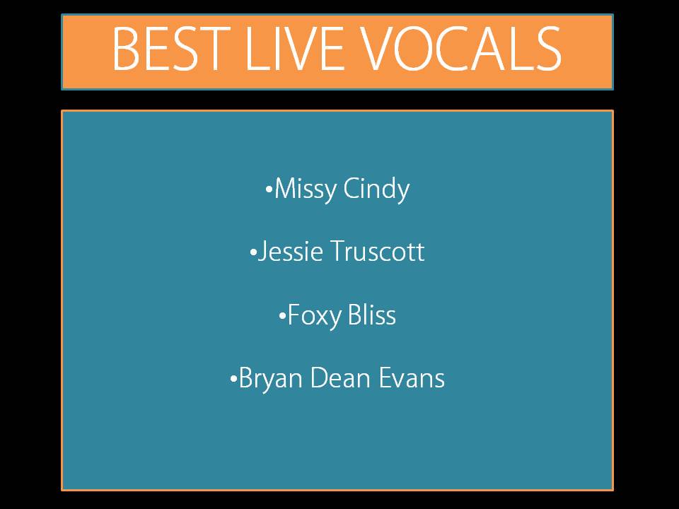 DollsAwards's tweet photo. HERE ARE THE NOMINEES FOR "BEST LIVE VOCALS"
@CinderellaRoyal @JessieTruscott @BlissFoxy @BryanDeanEvans https://t.co/65vkCM3xE7