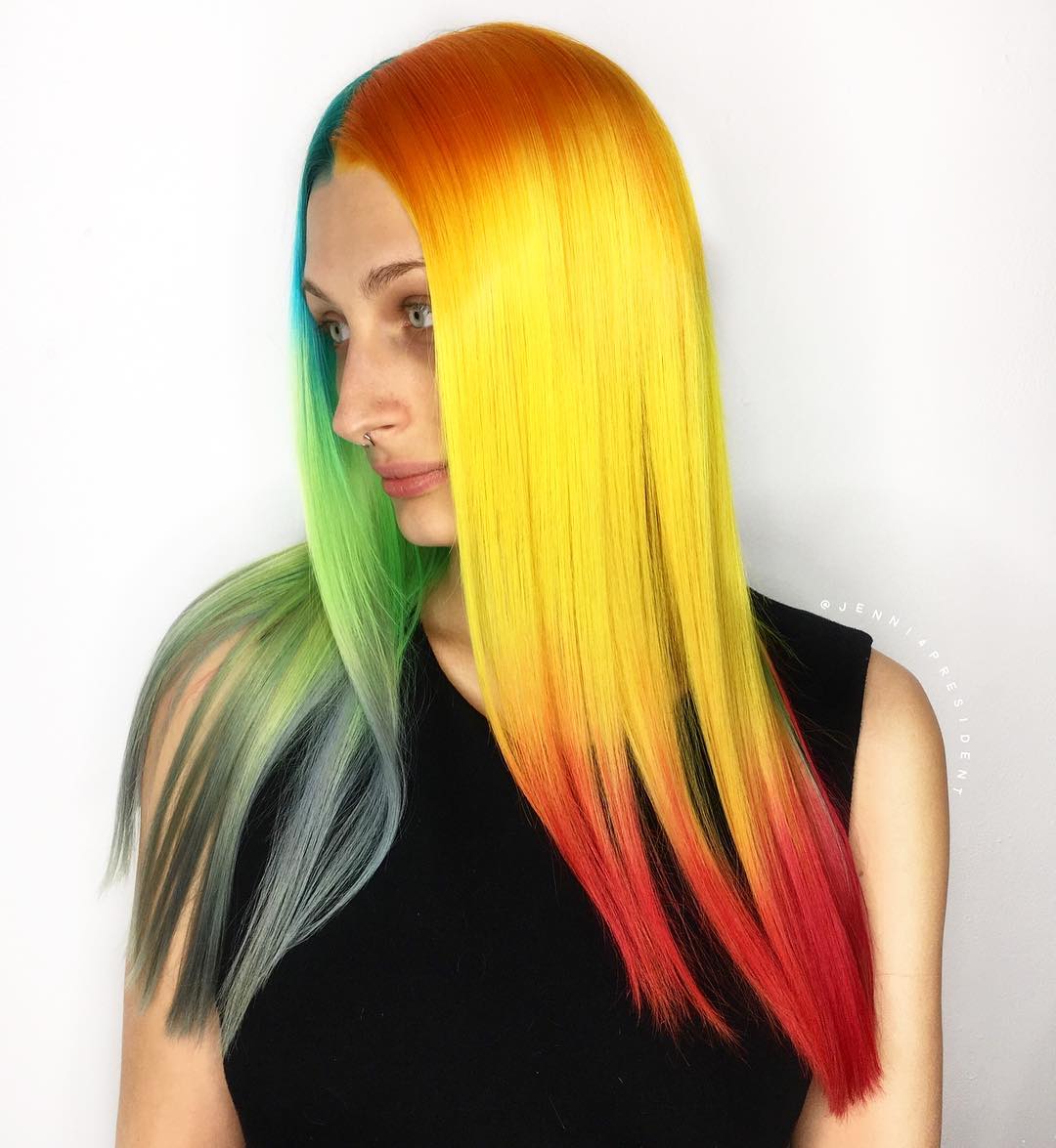 #NEONHAIRBATTLE entry by @jenni4president using the #Uberliss Bond Treatment and @kenraprofessional 💚💙💛❤️ bit.ly/UberlissBond