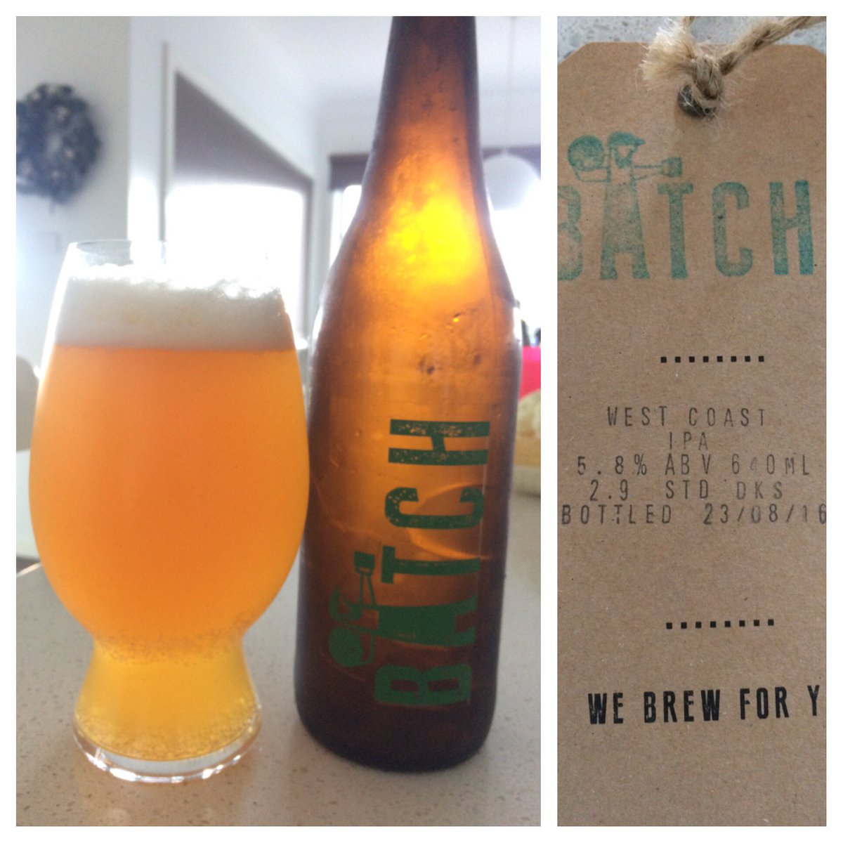 Really enjoyed <a href="/BatchBrewCo/">Batch Brewing Co</a> West Coast IPA. Very easy drinking on hot day. Big bottle called for big glass. Look forward to a brewery visit.