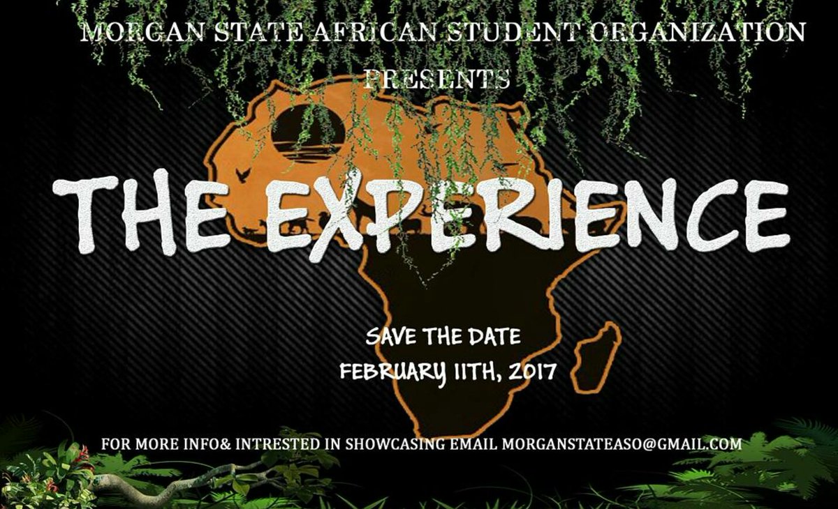 Fufu___Queen's tweet photo. Morgan State ASO presents THE EXPERIENCE!
Come and bear witness as the jungle unfolds.
#TheExperience #MorganStateASO #ASOOUTTHECUT https://t.co/zhLDDcv5L5