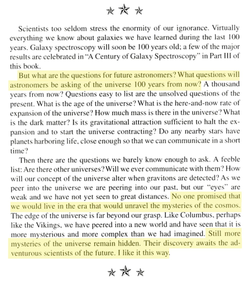 #VeraRubin was a true pioneer, &amp; the world is a sadder place without her. My fave quote by her, from "Bright Galaxies, Dark Matters" 🌌📖💫