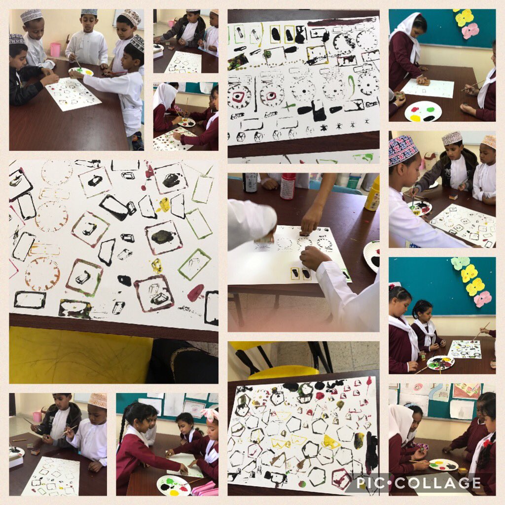 عمل لوحات فنيه بطباعة الأشكال للصف الثاني والثالث في مادة الفنون التشكيلية 
#سدح #مدارس_عمان #صلاله #ظفار #مدرسة #مدرستي_تستحق