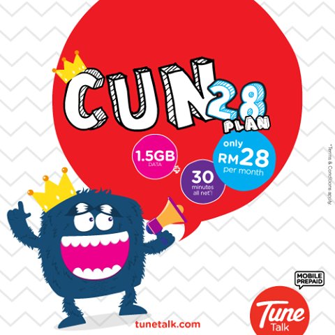 TuneTalk's tweet photo. 3GB + 30 minit panggilan percuma = RM30. Macam mana? Topup RM30 dapat percuma 1.5GB & langgan CUN28 dengan RM28! #TuneTips https://t.co/JTLiXkM2sz