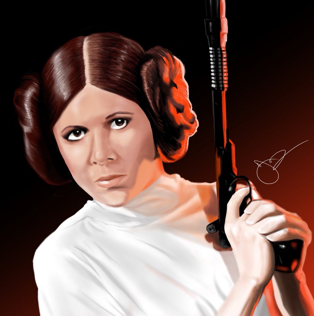 media_lyons's tweet photo. A tribute piece to the late Carrie Fisher by @nandolyons. #restintheforce #pricessleia #starwars #carriefisher https://t.co/Ni07jvCQiU