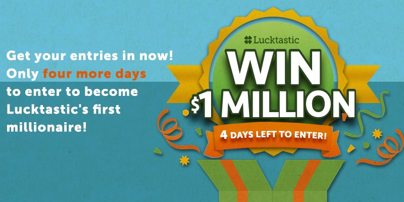 Rockbabe4lyfe's tweet photo. Get your entries in now! Only four more days to enter to become Lucktastic's first millionaire! https://t.co/wZEj66qega https://t.co/e69Wzg7shN