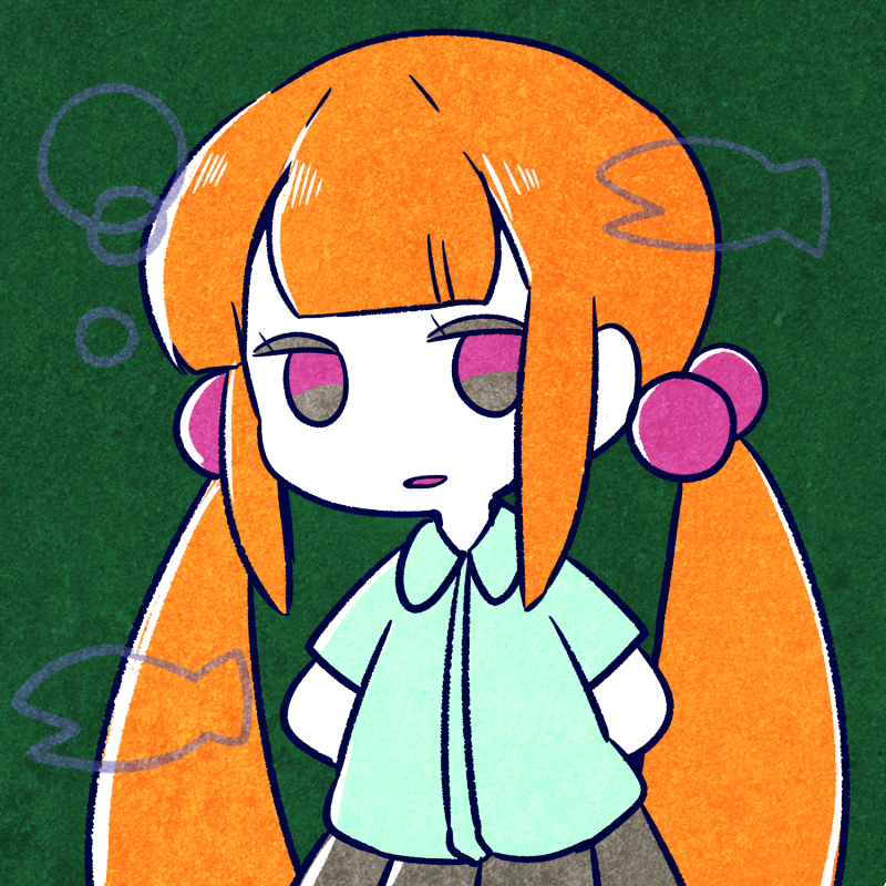 1girl solo twintails shirt long hair orange hair hair ornament  illustration images