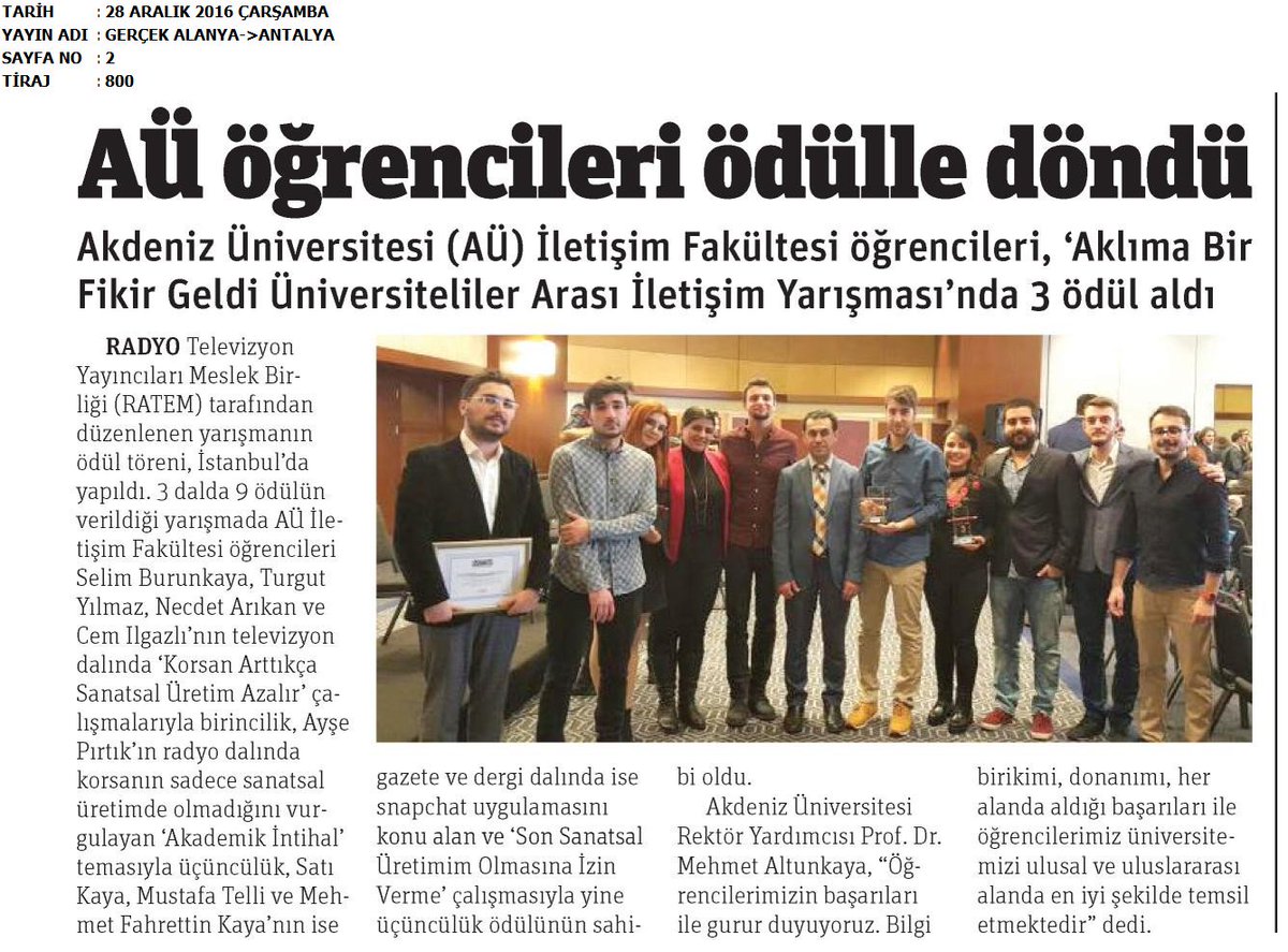 Akdenizun's tweet photo. Akdeniz Üniversitesi 3 Ödül İle Döndü https://t.co/Ne0sRTBZsJ